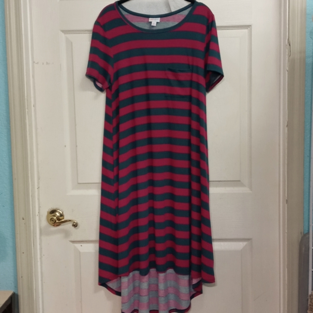 LuLaRoe Carly Striped Swing HiLow Dress